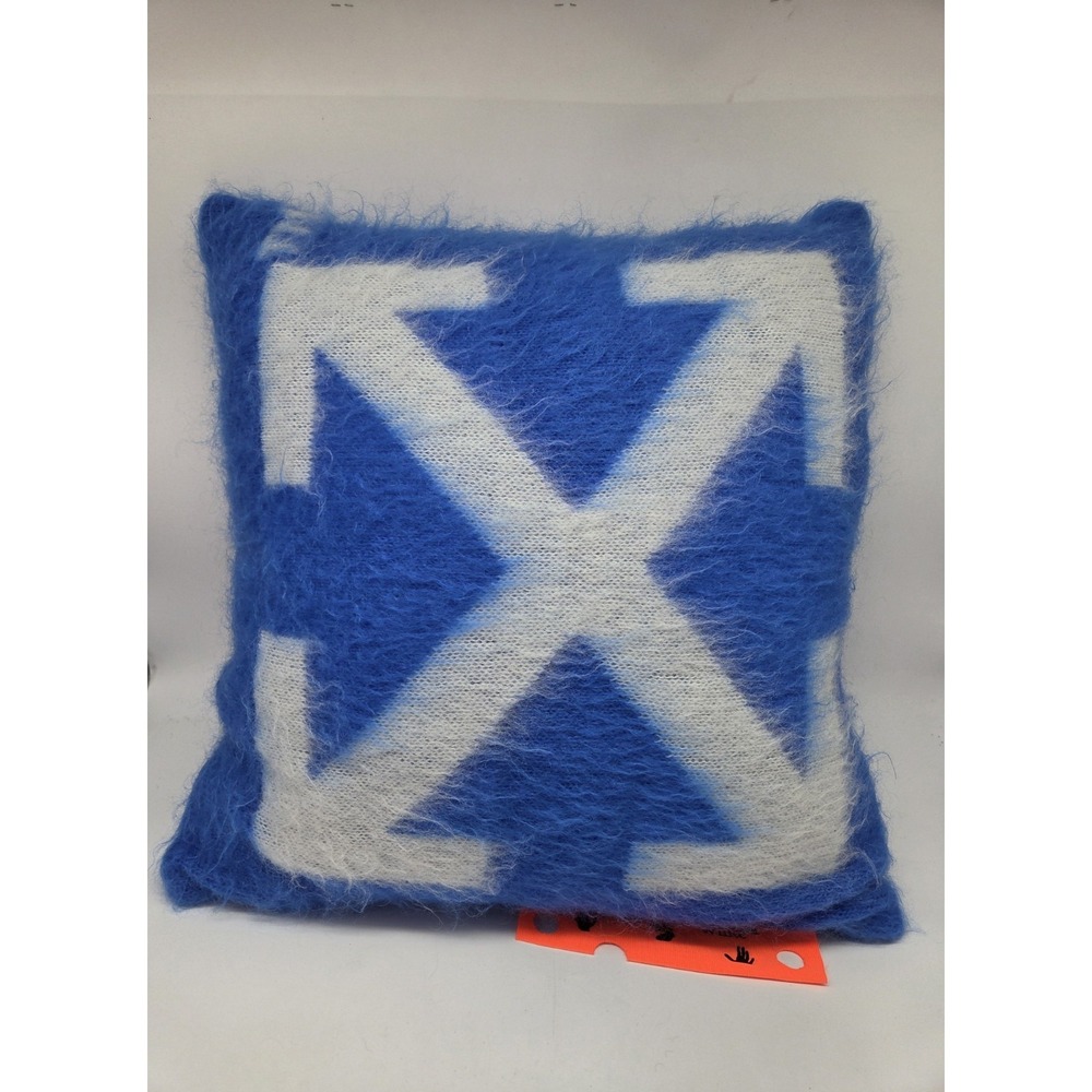 Off White HOME Mohair Blue‎ Pillow Arrow Graphic Made In Italy Virgil Abloh
